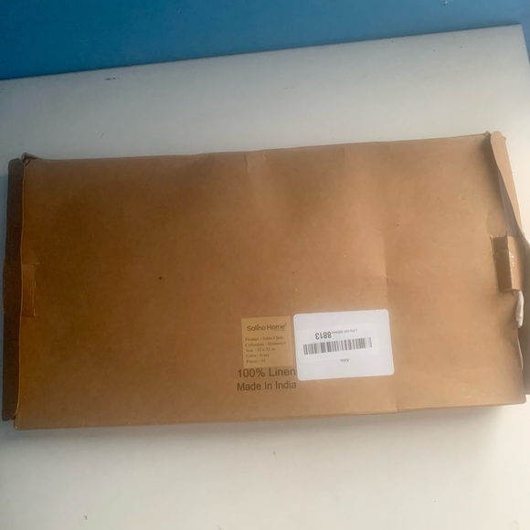 Solino Home 100% Pure Linen Tablecloth 52” x 52” Ivory Color New - Picture 8 of 9